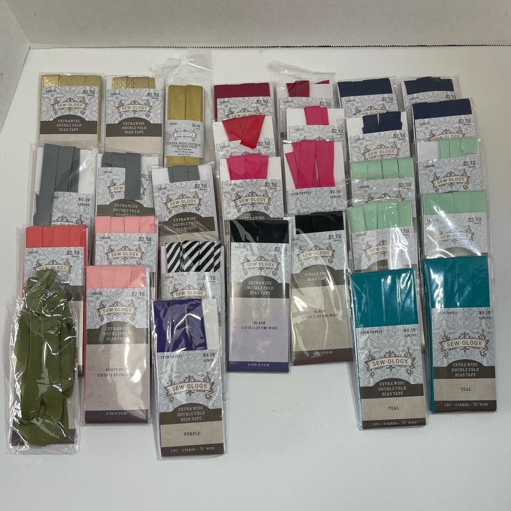 Sew-Ology Extra Wide Double Fold Bias Tape- Assorted Colors, 30 pkgs.